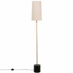 Maisons Du Monde Lampadaires Lampadaire En Bois Noir, Gris Et Beige, Abat-jour En Lin H154