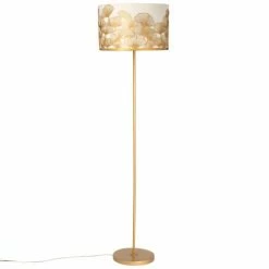 Maisons Du Monde Lampadaires Lampadaire En Métal Doré Abat-jour Blanc Ginkgo Doré H153