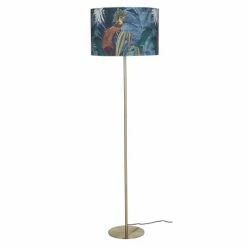 Maisons Du Monde Lampadaires Lampadaire En Métal Doré, Abat-jour Imprimé Multicolore En Coton H155