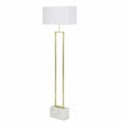 Maisons Du Monde Lampadaires Lampadaire En Métal Doré Et Marbre Blanc H159