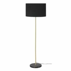 Maisons Du Monde Lampadaires Lampadaire En Métal Doré, Marbre Et Abat-jour En Velours Noirs H156
