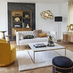 Maisons Du Monde Lampadaires Lampadaire En Métal Doré, Marbre Et Abat-jour En Velours Noirs H156 -Luminaires Soldes 2022 lampadaire en metal dore marbre et abat jour en velours noirs h156 1000 4 37 220494 3