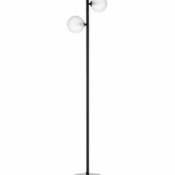 Wadiga Lampadaires Lampadaire En Métal Noir 2 Globes En Verre H130cm