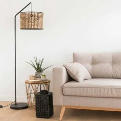 Maisons Du Monde Lampadaires Lampadaire En Métal Noir Et Fibre Végétale H162 -Luminaires Soldes 2022 lampadaire en metal noir et fibre vegetale h162 1000 5 23 180341 4
