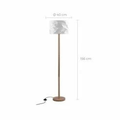 Rendez Vous Déco Lampadaires Lampadaire En Papier Blanc Et Bois D'hévéa -Luminaires Soldes 2022 lampadaire en papier blanc et bois d hevea 3
