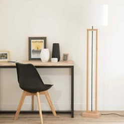 Maisons Du Monde Lampadaires Lampadaire En Terminalier Et Abat-jour En Coton Blanc H165 -Luminaires Soldes 2022 lampadaire en terminalier et abat jour en coton blanc h165 1000 13 13 158232 4