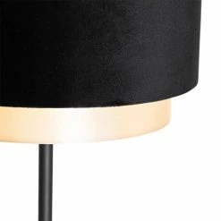 QAZQA Lampadaires Lampadaire En Tissu Noir -Luminaires Soldes 2022 lampadaire en tissu noir 5