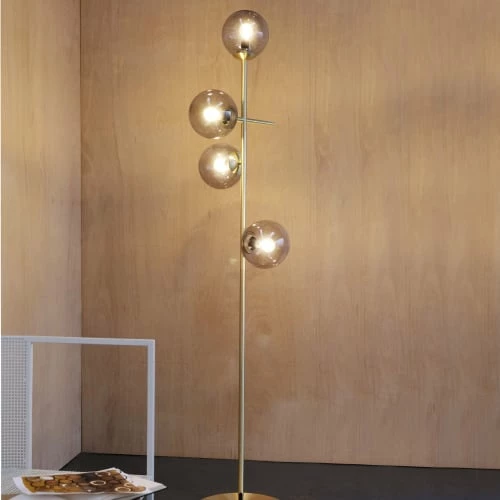 Dyberg Larsen Lampadaires Lampadaire En Verre Fumé Et Laiton, H 160 Cm D 34 Cm 4 Dyberg Larsen Lampadaires Lampadaire En Verre Fumé Et Laiton, H 160 Cm D 34 Cm – Image 2