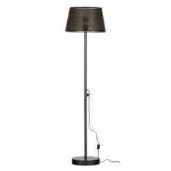 Woood Lampadaires Lampadaire Lampe Sur Pied Métal Noir Et Doré