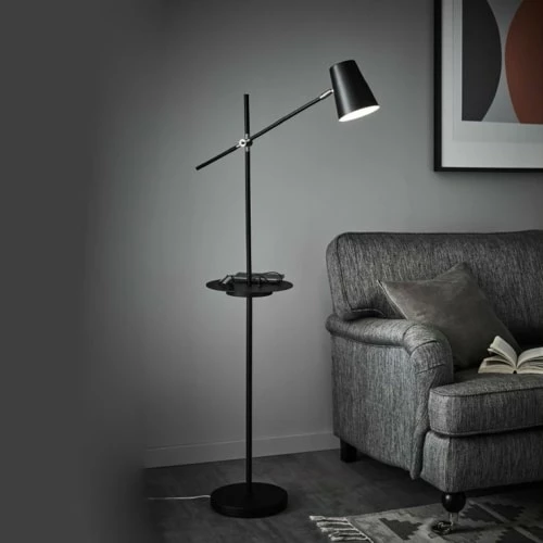 Markslöjd Lampadaires Lampadaire Liseuse Avec Tablette Et Port USB Noir H144cm 4 Markslöjd Lampadaires Lampadaire Liseuse Avec Tablette Et Port USB Noir H144cm – Image 2