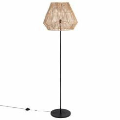 Maisons Du Monde Lampadaires Lampadaire Métal Noir Et Abat-jour En Jute Tressé H170
