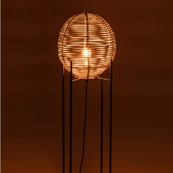 Meubles & Design Lampadaires Lampadaire Rond En Rotin Et Pied Métal Noir -Luminaires Soldes 2022 lampadaire rond en rotin et pied metal noir 2