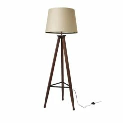 Dutchbone Lampadaires Lampadaire Trépied Bois Et Coton Blanc Cassé