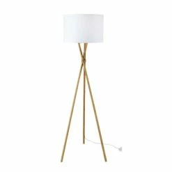 Maisons Du Monde Lampadaires Lampadaire Trépied En Bambou Abat-jour Blanc H154