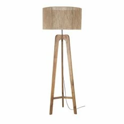 Maisons Du Monde Lampadaires Lampadaire Trépied En Bois De Manguier Et Abat-jour Cannage En Fil De Jute Tressé Main H154