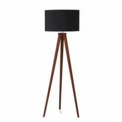 Maisons Du Monde Lampadaires Lampadaire Trépied En Frêne Et Abat-jour Noir H155