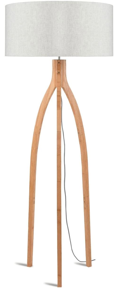 Good & Mojo Lampadaires Lampadaire Tripode Bambou Et Lin Naturel Blanc H160cm 8 Good & Mojo Lampadaires Lampadaire Tripode Bambou Et Lin Naturel Blanc H160cm – Image 6
