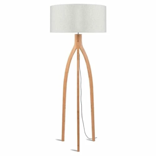Good & Mojo Lampadaires Lampadaire Tripode Bambou Et Lin Naturel Blanc H160cm 3 Good & Mojo Lampadaires Lampadaire Tripode Bambou Et Lin Naturel Blanc H160cm