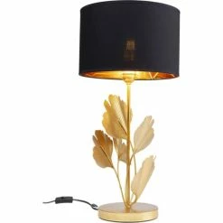 Kare Design Lampes à Poser Lampe 5 Feuilles De Ginkgo Acier Doré Et Abat-jour Coton Noir -Luminaires Soldes 2022 lampe 5 feuilles de ginkgo acier dore et abat jour coton noir 4