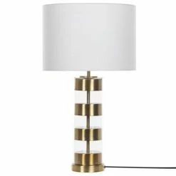 Beliani Lampes à Poser Lampe à Poser Blanche Et Dorée 63 Cm