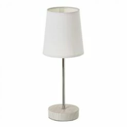 Wadiga Lampes à Poser Lampe à Poser Bois Clair Métal Chromé Et Abat-jour Blanc H34,5cm