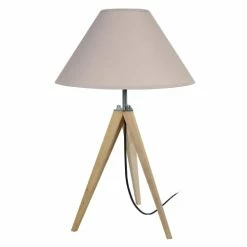 Tosel Lampes Ă Poser Lampe A Poser Bois Naturel Et Taupe