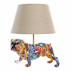 Wadiga Lampes à Poser Lampe à Poser Chien Bouledogue Multicolore 38x36x47cm