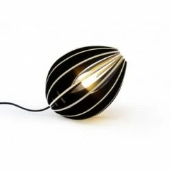Gone's Lampes à Poser Lampe à Poser En Bois Frêne Teinté Blanc Avec Fil Noir -Luminaires Soldes 2022 lampe a poser en bois frene teinte noir avec fil noir