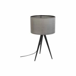 Zuiver Lampes à Poser Lampe à Poser En Bois Noir Et Abat Jour Gris