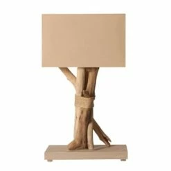 Coc'art Lampes à Poser Lampe à Poser En Bois Blanc Cassé -Luminaires Soldes 2022 lampe a poser en bois taupe