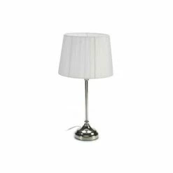 Wadiga Lampes à Poser Lampe à Poser En Métal Argenté Et Abat-jour Blanc H45cm
