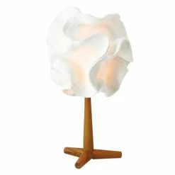 Now’s Home Lampes à Poser Lampe à Poser En Zipper Ivoire Pied En Teck H64