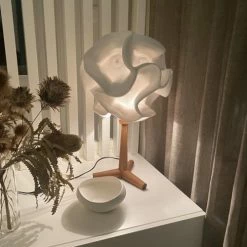 Now’s Home Lampes à Poser Lampe à Poser En Zipper Ivoire Pied En Teck H64 -Luminaires Soldes 2022 lampe a poser en zipper ivoire pied en teck h64 4