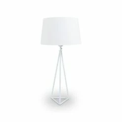 Zago Lampes à Poser Lampe à Poser Métal Et Tissu Blanc -Luminaires Soldes 2022 lampe a poser metal et tissu blanc 4