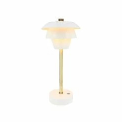Pirouette Paris Lampes à Poser Lampe à Poser Rechargeable En Métal Blanc Et Doré H31