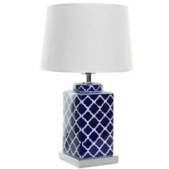 Wadiga Lampes à Poser Lampe à Poser Style Oriental En Porcelaine Bleue Et Blanche - 35x35x57 -Luminaires Soldes 2022 lampe a poser style oriental en porcelaine bleue et blanche 35x35x57 4