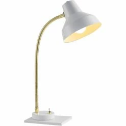 ATHM DESIGN Lampes à Poser Lampe Abat Jour Métal Et Pied Blanc -Luminaires Soldes 2022 lampe abat jour metal et pied blanc 2