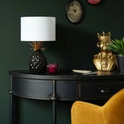 Maisons Du Monde Lampes à Poser Lampe Ananas En Céramique Noire Et Métal Doré, Et Abat-jour En Lin Blanc -Luminaires Soldes 2022 lampe ananas en ceramique noire et metal dore et abat jour en lin blanc 1000 8 32 227213 3