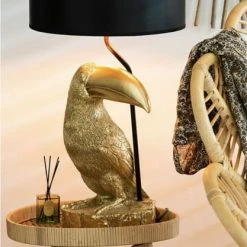 Meubles & Design Lampes à Poser Lampe Art Déco Forme Toucan Résine Doré -Luminaires Soldes 2022 lampe art deco forme toucan resine dore 1
