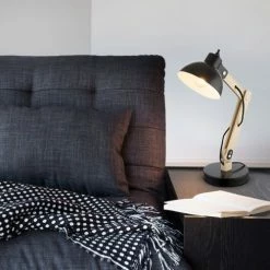 Globo Lampes à Poser Lampe De Bureau En Bois Noir -Luminaires Soldes 2022 lampe de bureau en bois noir 5