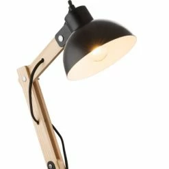 Globo Lampes à Poser Lampe De Bureau En Bois Noir -Luminaires Soldes 2022 lampe de bureau en bois noir 6