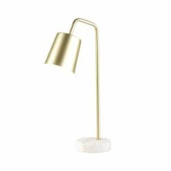 Maisons Du Monde Lampes De Chevet Enfant Lampe De Bureau En Métal Doré Et Marbre Blanc -Luminaires Soldes 2022 lampe de bureau en metal dore et marbre blanc 1000 14 29 181659 3