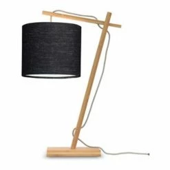 Good & Mojo Lampes à Poser Lampe De Table Bambou/lin Noir H46cm