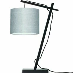 Good & Mojo Lampes à Poser Lampe De Table Bambou Noir/lin H46cm