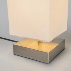 QAZQA Lampes à Poser Lampe De Table En Métal Blanc -Luminaires Soldes 2022 lampe de table en metal blanc 10