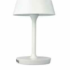 Dyberg Larsen Lampes à Poser Lampe De Table En Métal Blanc Mat Et Métal Brossé, H 30 Cm D 19,5 Cm