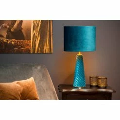 Lampea Lampes à Poser Lampe De Table En Métal Turquoise 47 Cm -Luminaires Soldes 2022 lampe de table en metal turquoise 47 cm 3