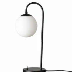 Dyberg Larsen Lampes à Poser Lampe De Table En Verre Et Métal Noir Mat, H 46 Cm D 15 Cm