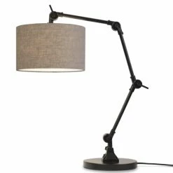 It's About Romi Lampes à Poser Lampe De Table Noire Flexible Et Abat-jour Gris H100cm