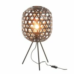 Meubles & Design Lampes à Poser Lampe Design Sur Pieds En Bambou Et Métal Noir -Luminaires Soldes 2022 lampe design sur pieds en bambou et metal noir 2